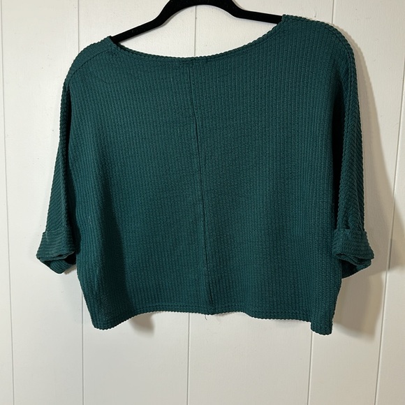 Caution to the Wind Green Crop Top Gauzy Flowy - Picture 2 of 2